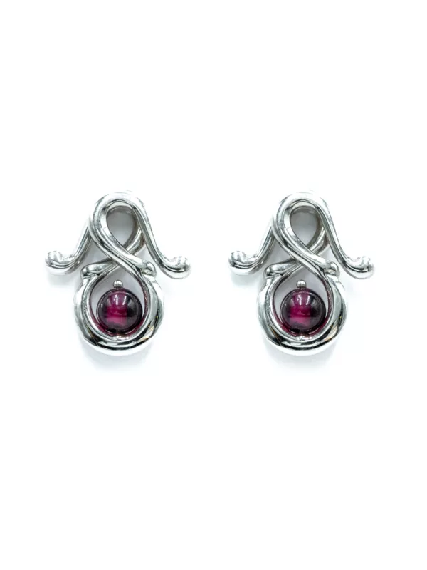 Earrings - Infinity Garnet - White Gold