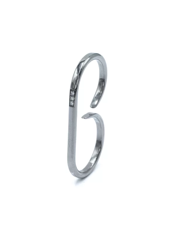 DOUBLE GREY TITANIUM RING WITH DIAMONDS