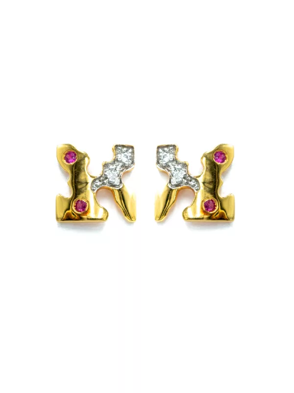 Earrings - Diamond and Pink Sapphire