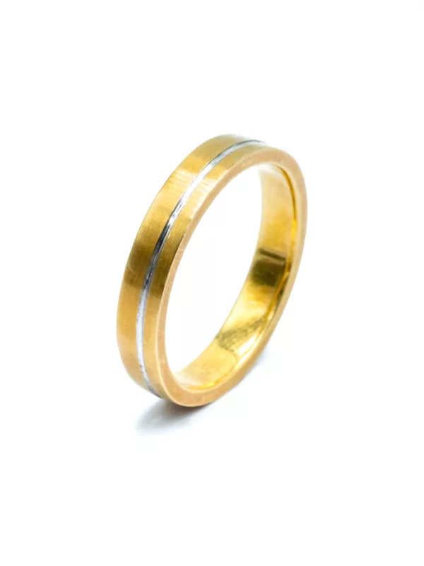 Wedding Ring Yellow Gold line in the middle