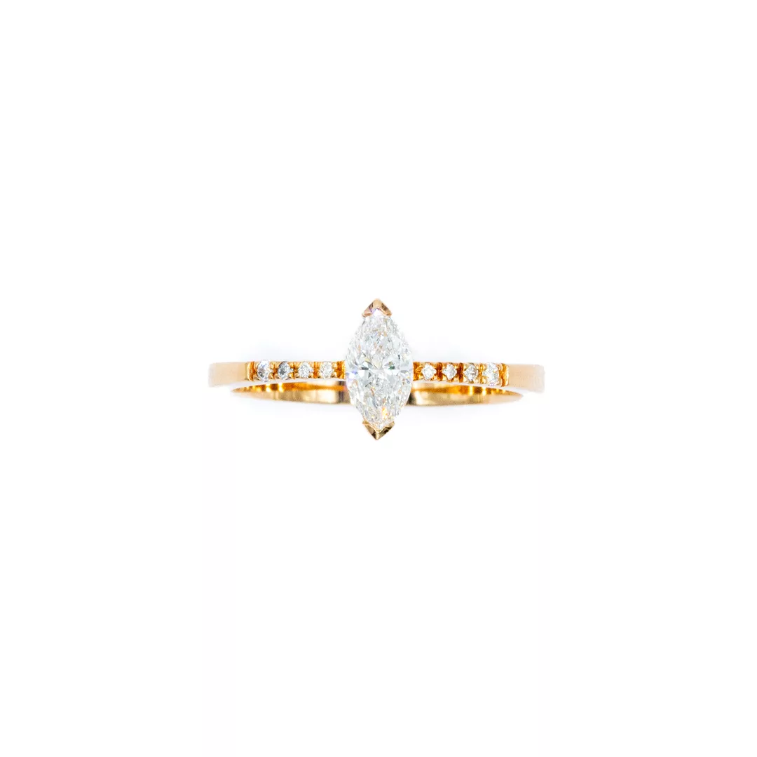 RING - Yellow with Diamonds Marquise