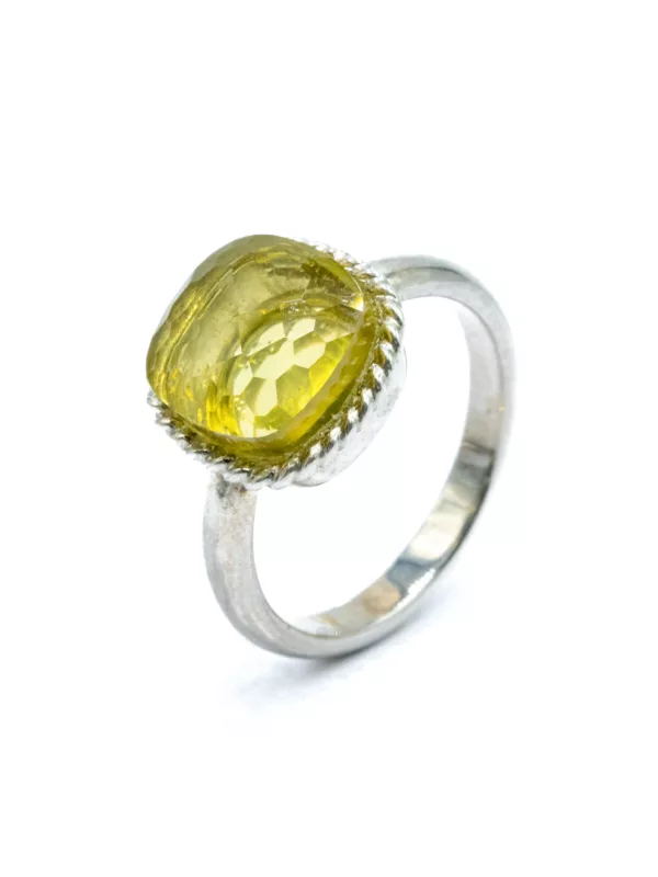 Ring - silver with yellow quartz