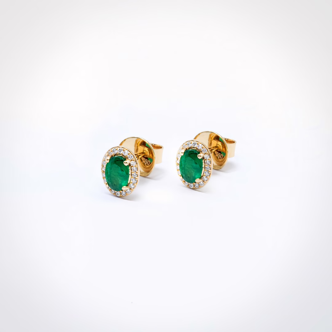 Earrings- Verde Aurora Emerald with Diamonds